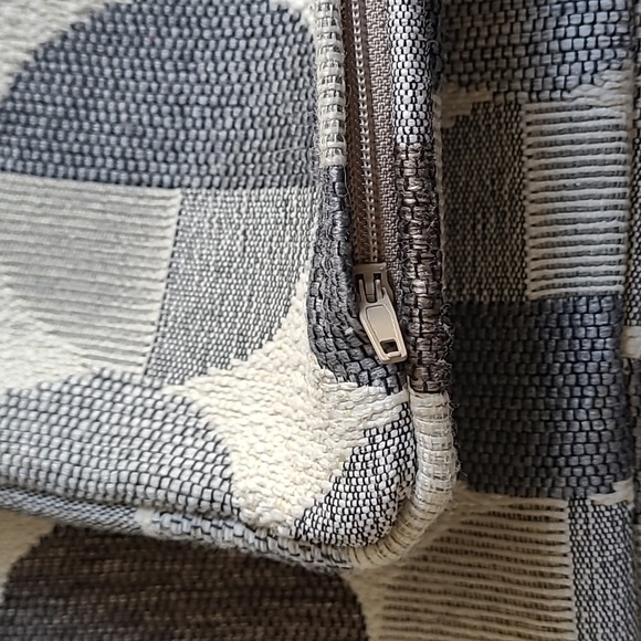 2 Upholstery Pillow Covers Geometric Cream Tan Gray Brown Blue 19" - Picture 3 of 5